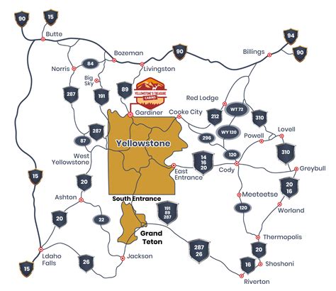lodging at yellowstone national park map